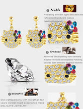 VPKJewelry Women's ladies Girls Kids Kitty Cat 18k Gold Austrian Crystal Stud Multi color Earrings 3 color (White)