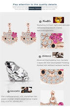 VPKJewelry Women's ladies Girls Kids Kitty Cat 18k Rose Gold Plated Austrian Crystal Stud Earrings