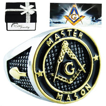 VPKJewelry Men Masonic Master Mason Black Enamel Gold Plated Polished Stainless Steel rings sz 8 -14.5 (10)
