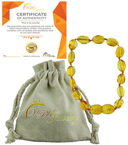 VPKJewelry Amber Teething Oval Bracelet Babies Anti Inflammatory Drooling Pain Reduce Honey Unisex Baltic