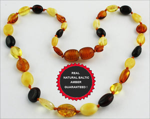 VPKJewelry Amber Teething Oval Necklace Babies Anti Inflammatory Drooling Pain Reduce Properties Multicolor Baltic